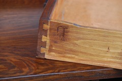 Gustav Stickley branded signature on edge of drawer. Circa 1912 to 1916.